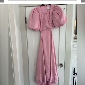 AJE pink backless midi dress
